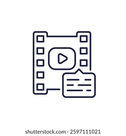 subtitles, closed captions for video line icon