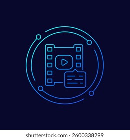 subtitles icon, closed captions for video, linear design