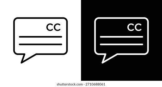 Icono de subtítulos. Icono lineal de Vector aislado en blanco y negro