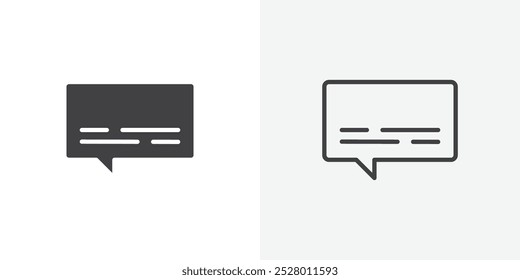 Conjunto de iconos de Vector de iconos de subtítulos en color blanco y negro.