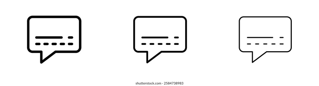 Subtitles icons in three different stroke lines