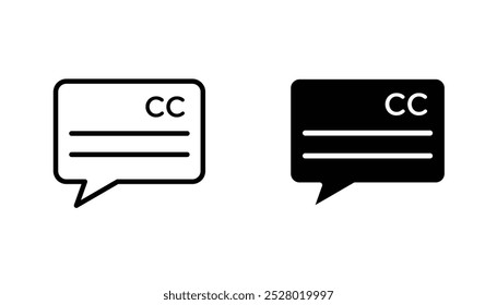 Conjunto de iconos de Vector de subtítulos en color blanco y negro.