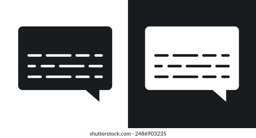 Icono de Vector de subtítulos en color blanco y negro sólido