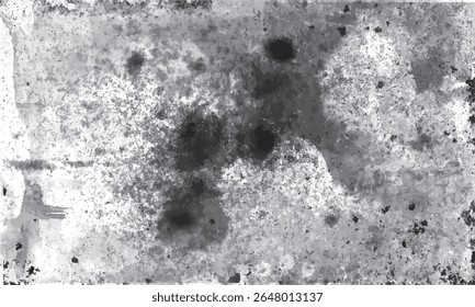 Subtle abstract background featuring diffuse ink blotches on a faded surface. Artistic monochrome texture with soft organic spots creating a gentle and weathered vintage effect.