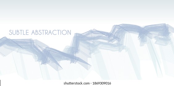 Subtle abstraction. Complex bluish gray polygonal lines on white background. Colorless vector graphics