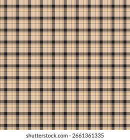 Padrão de xadrez preto, marrom e bege sutil. Textura perfeita, ideal para design têxtil, vestuário ou fundos de site.