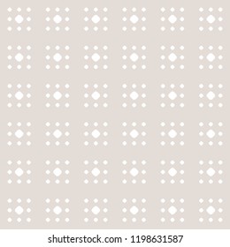 Subtle beige vector polka dot seamless pattern. Simple minimalist geometric background in pastel colors. Abstract minimal texture with tiny spots, circles, dots. Repeatable design for decor, fabric