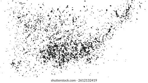Subtle black granular texture on white backdrop offers a minimalistic distressed effect perfect for backgrounds, overlays, and artistic graphic designs with a modern feel
