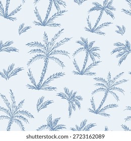 Palmeras azules sutiles Patrón decorativo sin fisuras. Repitiendo antecedentes. Estampado de Fondo de pantalla labrable.
