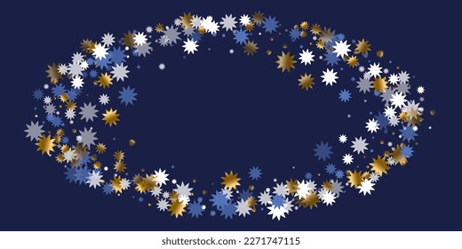 Subtile Weihnachtsstern, Hintergrundgrafik. Die goldblauen, glänzenden Dekorationen. Poster-Schneeflocken-Hintergrund. Weihnachtssternsymbol glänzt. Ausgezeichnete abstrakte Bildschirmhintergründe.