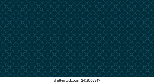 Subtle circle mesh texture. Vector minimalist seamless pattern with circular grid, thin curved lines, lattice, net. Simple geometric background in dark teal color. Elegant minimal repeat geo ornament