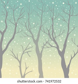 Subtle Colored Teal Background with moderately transparent silhouettes of trees. Vector Illustration