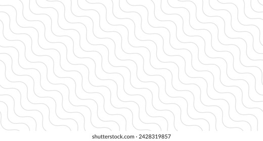 Subtle diagonal thin wavy lines seamless pattern. Vector texture with gray and white curvy waves, stripes. Simple abstract minimal background. Elegant minimalist repeated ornament. Modern geo design