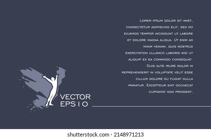 Subtle elegant copy space design with a winged successful person taking off