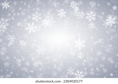 Subtile fallende Schneeflocken-Illustration. Winterschwingel gefrorenes Granulat. Schneefall Wetter weißgraue Komposition. Flache Schneeflocken im Dezember Vektorgrafik. Schneekalte Saisonlandschaft.