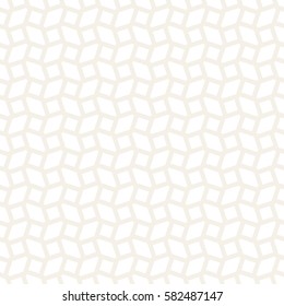 Subtle Geometric Ornament With Striped Interlacing Rhombuses. Vector Seamless Monochrome Pattern. Modern Stylish Texture. 