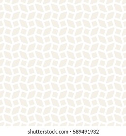 Subtle Geometric Ornament With Striped Interlacing Rhombuses. Vector Seamless Monochrome Pattern. Modern Stylish Texture. 