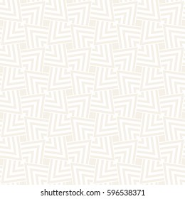 Subtle Geometric Ornament With Striped Interlacing Rhombuses. Vector Seamless Monochrome Pattern. Modern Stylish Texture. 