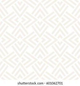 Subtle Geometric Ornament With Striped Interlacing Rhombuses. Vector Seamless Monochrome Pattern. Modern Stylish Texture. 