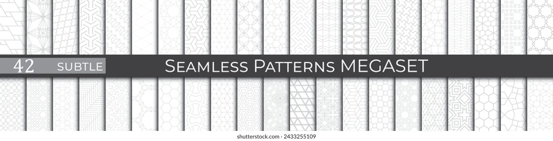 Subtle geometric pattern set. Hipster retro 70s pattern collection . Minimal hexagon deco.