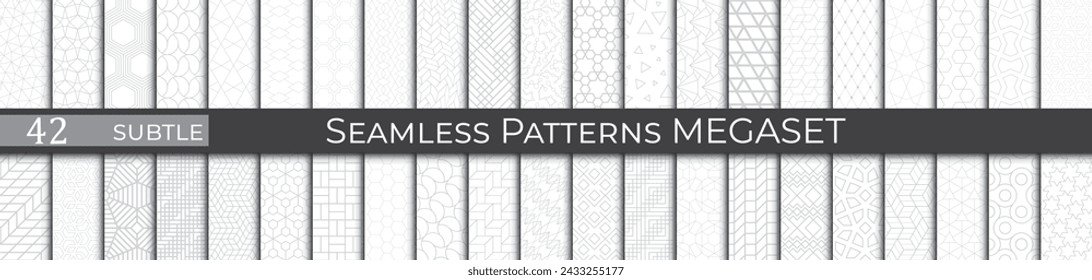 Subtle geometric pattern set. Hipster retro 70s pattern collection . Minimal hexagon deco.