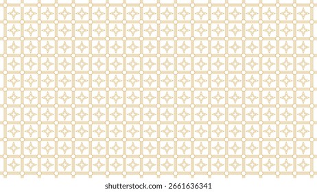 Subtle Gold Line Seamless Pattern Featuring Small Stars, Dots, and Rhombuses on a White Minimalist Background – Luxury Vector Design for Fabric, Decor, and Prints