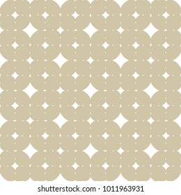 Subtle golden vector seamless pattern with diamond shapes, stars, rhombuses. Simple geometric background. Abstract white and beige texture, repeat tiles. Elegant vintage ornament. Retro luxury design