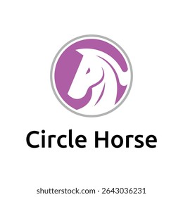 Sutil e gracioso no logotipo do cavalo do círculo de matiz rosa