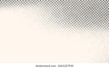 Subtle Gradation Black Dots on a Cream Backdrop: Sophisticated Digital Canvas with halftone pattern for Texture Overlay or Creative Design, Ideal for Graphic Design