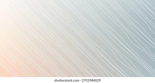 Fundo de gradiente sutil com delicada arte de linha branca com pêssego pastel e tons cinza-azul silencioso criando um fundo suave, minimalista e visualmente calmante
