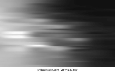 Subtle gradient with blurred horizontal motion creating a feeling of speed and dynamism in shades of gray and white ideal for abstract backgrounds
