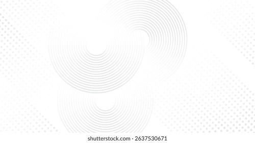 Subtle Gray Concentric Circles Pattern on White Background with Elegant Halftone Dots for Minimalist Designs and Creative Projects Perfect for Web Design