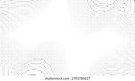 Subtiles graues Rasterpixel-Burst-Muster, das die Ecken mit sanften Farbverlauf-Übergängen umrahmt, ideal für minimale Vorlagen, elegante Layouts, abstrakte Poster, digitale Kulissen und moderne Komposition
