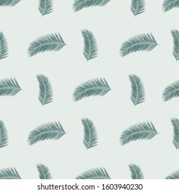 Subtle Green abstract fern leaves seamless vector background. Hand drawn leaf nature pattern. Repeating foliage backdrop. Use for fabric, surface pattern design, wallpaper, wrapping