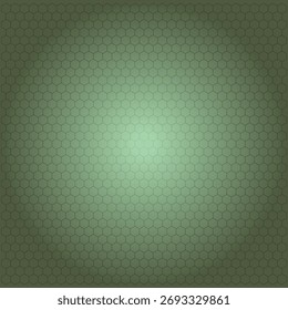 A subtle green background features a repeating hexagonal pattern with a soft, glowing light in the center.