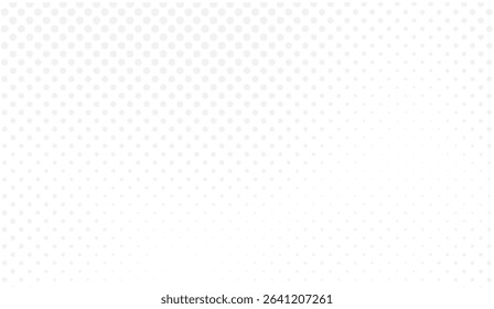 Subtle Grey Dot Halftone Pattern Fading to White Background, Ideal for Modern Design Projects and Digital Presentations, Simple Elegant Gradient Graphic Element 180