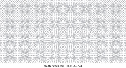 Subtle Grey Geometric Damask Style Seamless Pattern