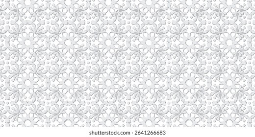 Subtle Grey Geometric Ornate Seamless Wallpaper Background