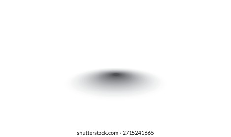 Eine subtile graue Farbverlauf-Ellipse mit unscharfem Rand wirft einen weichen Schatten und erzeugt einen Sinn für Tiefe und Fokus auf einem sauberen weißen Hintergrund, ideal für abstrakte Designelemente oder subtile visuelle