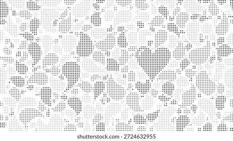 Sutil cinza meio-tom coração e aleatório pontilhado formas padrão em branco minimalista textura fundo Vetor ilustração