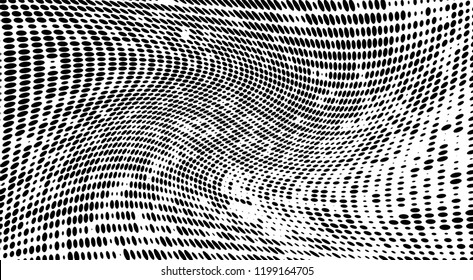Subtle halftone vector texture overlay. Futuristic twisted grunge pattern, dot, circles. Monochrome abstract splattered background