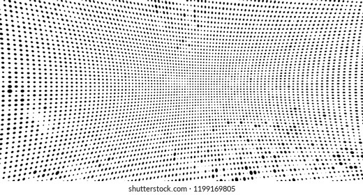 Subtle halftone vector texture overlay. Futuristic twisted grunge pattern, dot, circles. Monochrome abstract splattered background