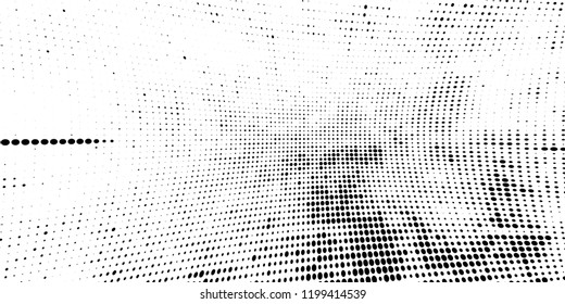 Subtle halftone vector texture overlay. Futuristic twisted grunge pattern, dot, circles. Monochrome abstract splattered background
