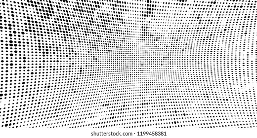 Subtle halftone vector texture overlay. Futuristic twisted grunge pattern, dot, circles. Monochrome abstract splattered background