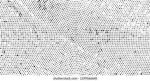Subtle halftone vector texture overlay. Futuristic twisted grunge pattern, dot, circles. Monochrome abstract splattered background