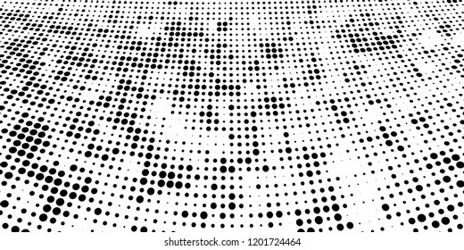 Subtle halftone vector texture overlay. Futuristic twisted grunge pattern, dot, circles. Monochrome abstract splattered background