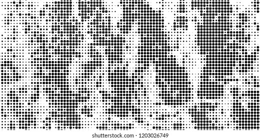 Subtle halftone vector texture overlay. Futuristic twisted grunge pattern, dot, circles. Monochrome abstract splattered background