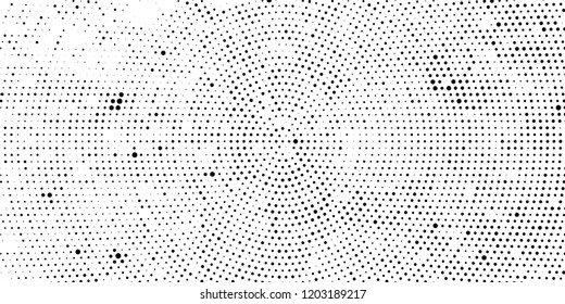 Subtle halftone vector texture overlay. Futuristic twisted grunge pattern, dot, circles. Monochrome abstract splattered background
