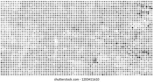 Subtle halftone vector texture overlay. Futuristic twisted grunge pattern, dot, circles. Monochrome abstract splattered background