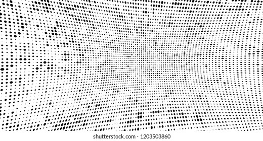 Subtle halftone vector texture overlay. Futuristic twisted grunge pattern, dot, circles. Monochrome abstract splattered background
